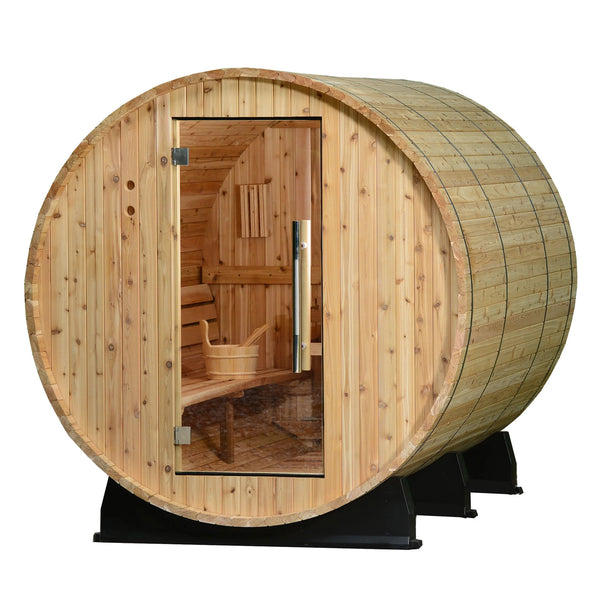 Princeton 6 Person Barrel Sauna in Rustic Cedar