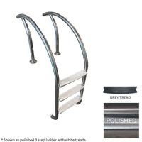 Global 3 Tread Modern Ladder Polished .065 with Gray Heavy Duty Treads | GPP-MLD-3ST-SS-G