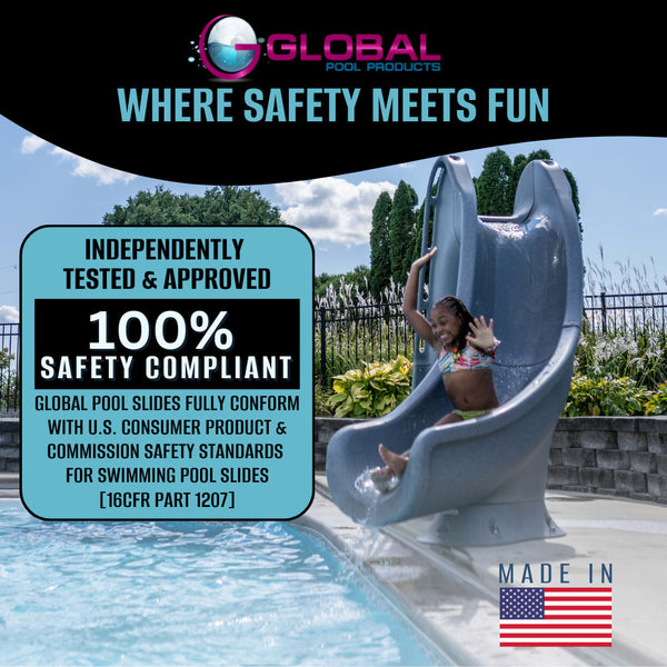 Global Tidal Wave Pool Slide Right Turn Gray