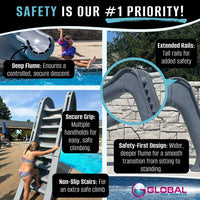 Global Tidal Wave Pool Slide Right Turn Gray