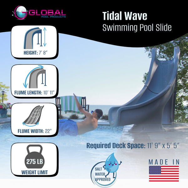 Global Tidal Wave Pool Slide Right Turn Gray