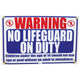 Pentair Rainbow No Lifeguard on Duty Sign 18