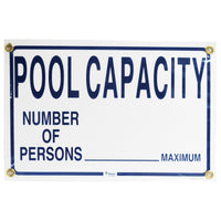 Pentair Rainbow Pool Capacity Sign 12" x 18"