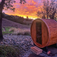 Salem 2 Person Barrel Sauna in Rustic Cedar