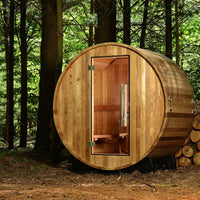 Salem 2 Person Barrel Sauna in Rustic Cedar