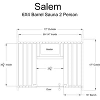 Salem 2 Person Barrel Sauna in Rustic Cedar