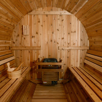 Charleston 4 Person Canopy Barrel Sauna in Rustic Cedar