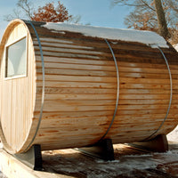 Huntington 4-6 Person Canopy Barrel Sauna in Rustic Cedar