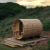 Huntington 4-6 Person Canopy Barrel Sauna in Rustic Cedar