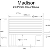 Madison 2-3 Person Indoor Sauna in Rustic Red Cedar