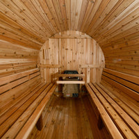 Pinnacle 4 Person Barrel Sauna in Rustic Cedar