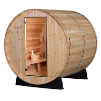 Pinnacle 4 Person Barrel Sauna in Rustic Cedar