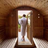 Pinnacle 4 Person Barrel Sauna in Rustic Cedar