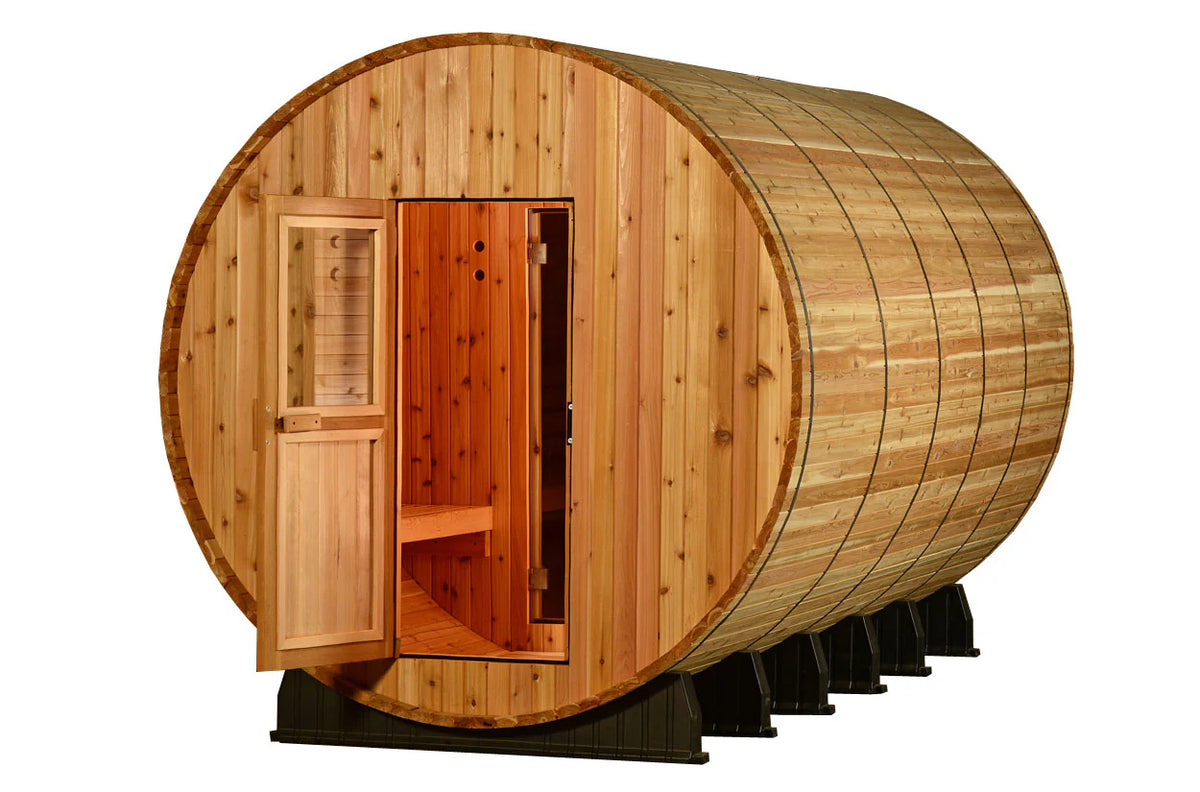 Shenandoah 4 Person Barrel Sauna in Rustic Cedar