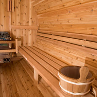 Vienna 2 Person Canopy Barrel Sauna in Rustic Cedar
